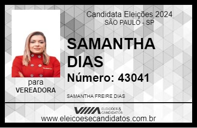 Candidato SAMANTHA DIAS 2024 - SÃO PAULO - Eleições