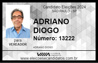 Candidato ADRIANO DIOGO 2024 - SÃO PAULO - Eleições