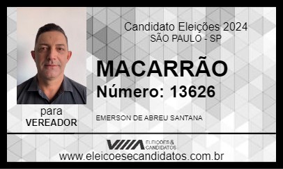 Candidato MACARRÃO 2024 - SÃO PAULO - Eleições