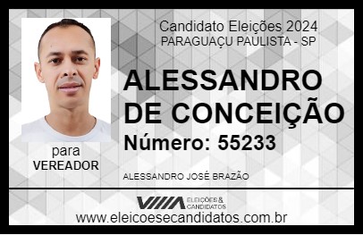 Candidato ALESSANDRO DE CONCEIÇÃO 2024 - PARAGUAÇU PAULISTA - Eleições