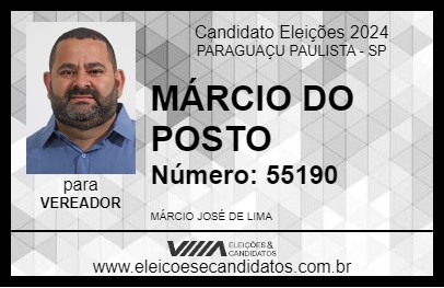 Candidato MÁRCIO DO POSTO 2024 - PARAGUAÇU PAULISTA - Eleições