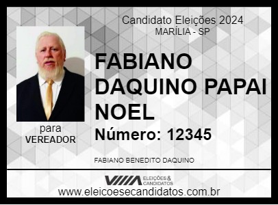 Candidato FABIANO DAQUINO PAPAI NOEL 2024 - MARÍLIA - Eleições