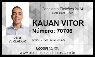 Candidato KAUAN VITOR 2024 - CAIEIRAS - Eleições