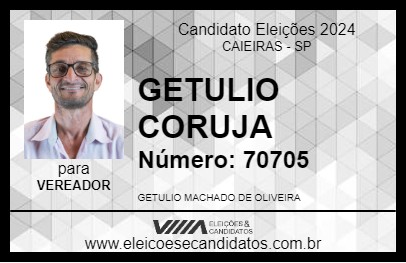 Candidato GETULIO CORUJA 2024 - CAIEIRAS - Eleições