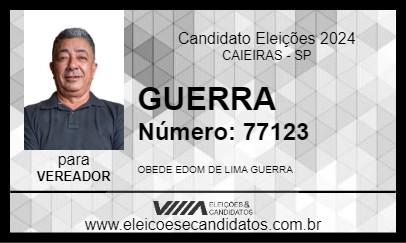 Candidato GUERRA 2024 - CAIEIRAS - Eleições