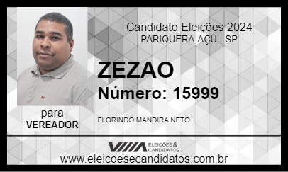 Candidato ZEZAO 2024 - PARIQUERA-AÇU - Eleições