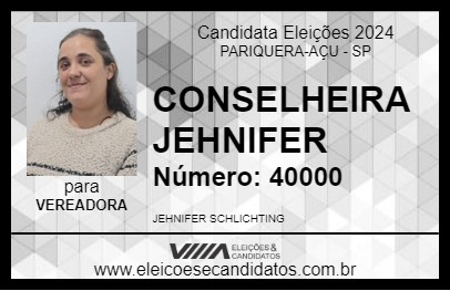 Candidato CONSELHEIRA JEHNIFER 2024 - PARIQUERA-AÇU - Eleições