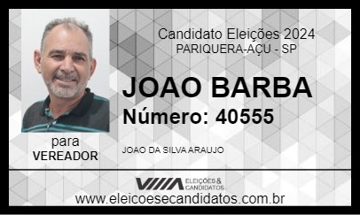 Candidato JOAO BARBA 2024 - PARIQUERA-AÇU - Eleições