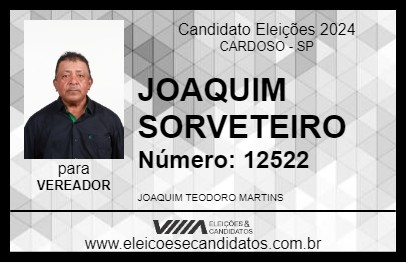 Candidato JOAQUIM SORVETEIRO 2024 - CARDOSO - Eleições