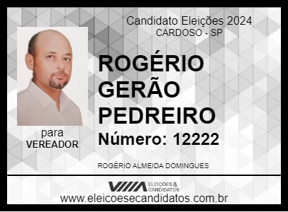 Candidato ROGÉRIO GERÃO PEDREIRO 2024 - CARDOSO - Eleições