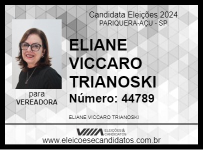 Candidato ELIANE VICCARO TRIANOSKI 2024 - PARIQUERA-AÇU - Eleições