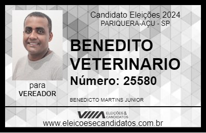 Candidato BENEDITO VETERINARIO 2024 - PARIQUERA-AÇU - Eleições