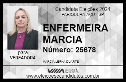 Candidato ENFERMEIRA MARCIA 2024 - PARIQUERA-AÇU - Eleições