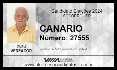 Candidato CANARIO 2024 - SOCORRO - Eleições