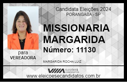 Candidato MISSIONARIA MARGARIDA 2024 - PORANGABA - Eleições