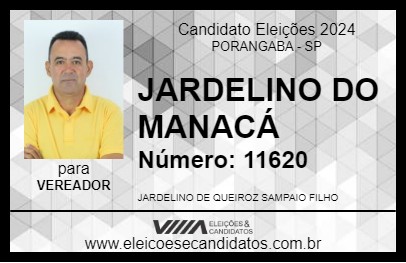 Candidato JARDELINO DO MANACÁ 2024 - PORANGABA - Eleições