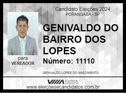 Candidato GENIVALDO DO BAIRRO DOS LOPES 2024 - PORANGABA - Eleições