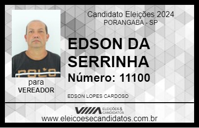 Candidato EDSON DA SERRINHA 2024 - PORANGABA - Eleições