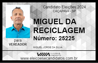 Candidato MIGUEL DA RECICLAGEM 2024 - CAÇAPAVA - Eleições