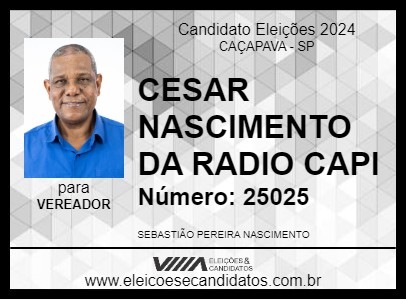 Candidato CESAR NASCIMENTO DA RADIO 2024 - CAÇAPAVA - Eleições