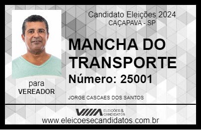 Candidato MANCHA DO TRANSPORTE 2024 - CAÇAPAVA - Eleições