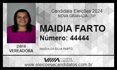 Candidato MAIDIA FARTO 2024 - NOVA GRANADA - Eleições