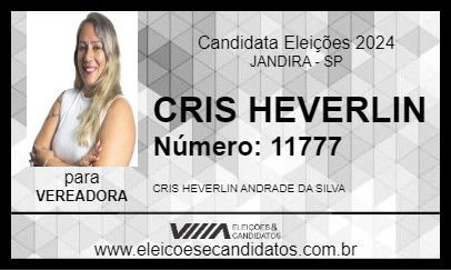 Candidato CRIS HEVERLIN 2024 - JANDIRA - Eleições