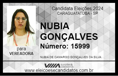 Candidato NUBIA GONÇALVES 2024 - CARAGUATATUBA - Eleições