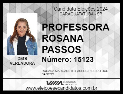 Candidato PROFESSORA ROSANA PASSOS 2024 - CARAGUATATUBA - Eleições