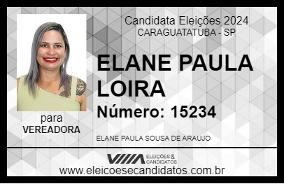 Candidato ELANE PAULA LOIRA 2024 - CARAGUATATUBA - Eleições