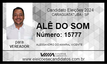 Candidato ALÊ DO SOM 2024 - CARAGUATATUBA - Eleições