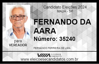 Candidato FERNANDO DA AARA 2024 - MAUÁ - Eleições