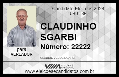 Candidato CLAUDINHO SGARBI 2024 - URU - Eleições