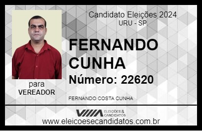 Candidato FERNANDO CUNHA 2024 - URU - Eleições