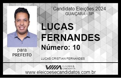 Candidato LUCAS FERNANDES 2024 - GUAIÇARA - Eleições