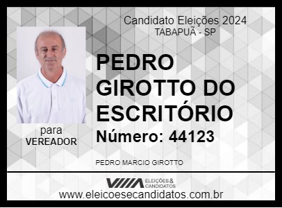 Candidato PEDRO GIROTTO DO ESCRITÓRIO 2024 - TABAPUÃ - Eleições