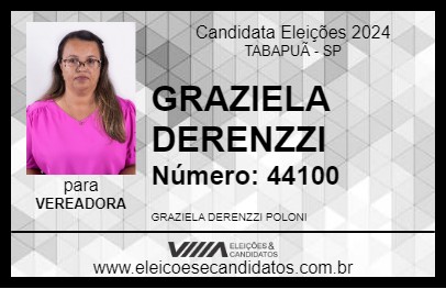 Candidato GRAZIELA DERENZZI 2024 - TABAPUÃ - Eleições