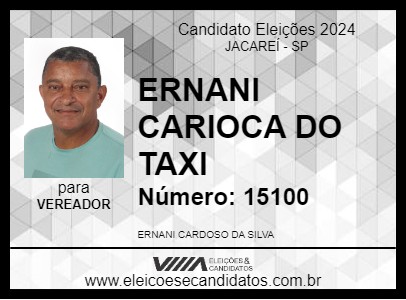 Candidato ERNANI CARIOCA DO TAXI 2024 - JACAREÍ - Eleições