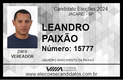 Candidato LEANDRO PAIXÃO 2024 - JACAREÍ - Eleições