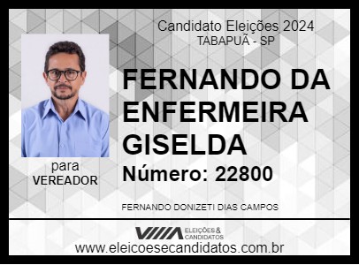 Candidato FERNANDO DA ENFERMEIRA GISELDA 2024 - TABAPUÃ - Eleições