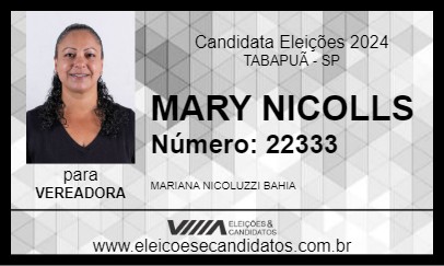 Candidato MARY NICOLLS 2024 - TABAPUÃ - Eleições