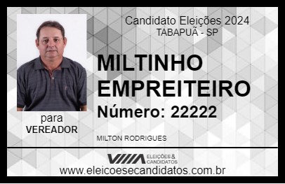 Candidato MILTINHO EMPREITEIRO 2024 - TABAPUÃ - Eleições