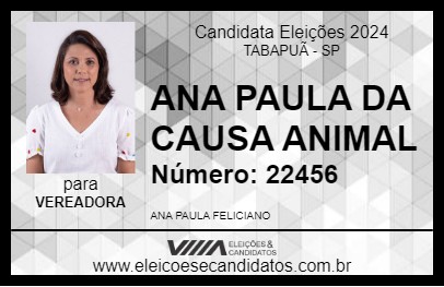 Candidato ANA PAULA DA CAUSA ANIMAL 2024 - TABAPUÃ - Eleições