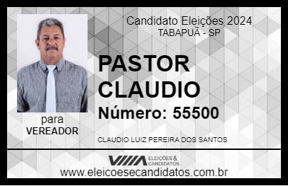 Candidato PASTOR CLAUDIO 2024 - TABAPUÃ - Eleições