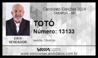 Candidato TOTÓ 2024 - TABAPUÃ - Eleições