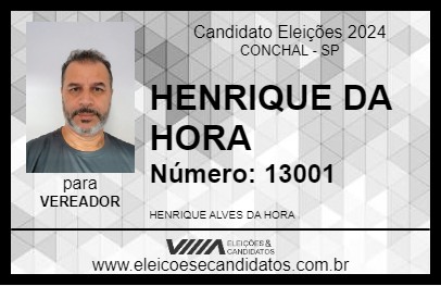 Candidato HENRIQUE DA HORA 2024 - CONCHAL - Eleições