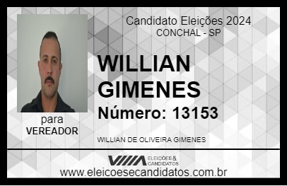 Candidato WILLIAN GIMENES 2024 - CONCHAL - Eleições