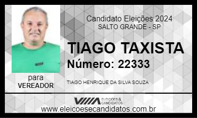 Candidato TIAGO TAXISTA 2024 - SALTO GRANDE - Eleições