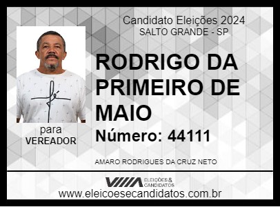 Candidato RODRIGO DA PRIMEIRO DE MAIO 2024 - SALTO GRANDE - Eleições