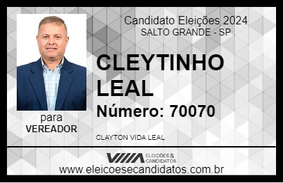 Candidato CLEYTINHO LEAL 2024 - SALTO GRANDE - Eleições